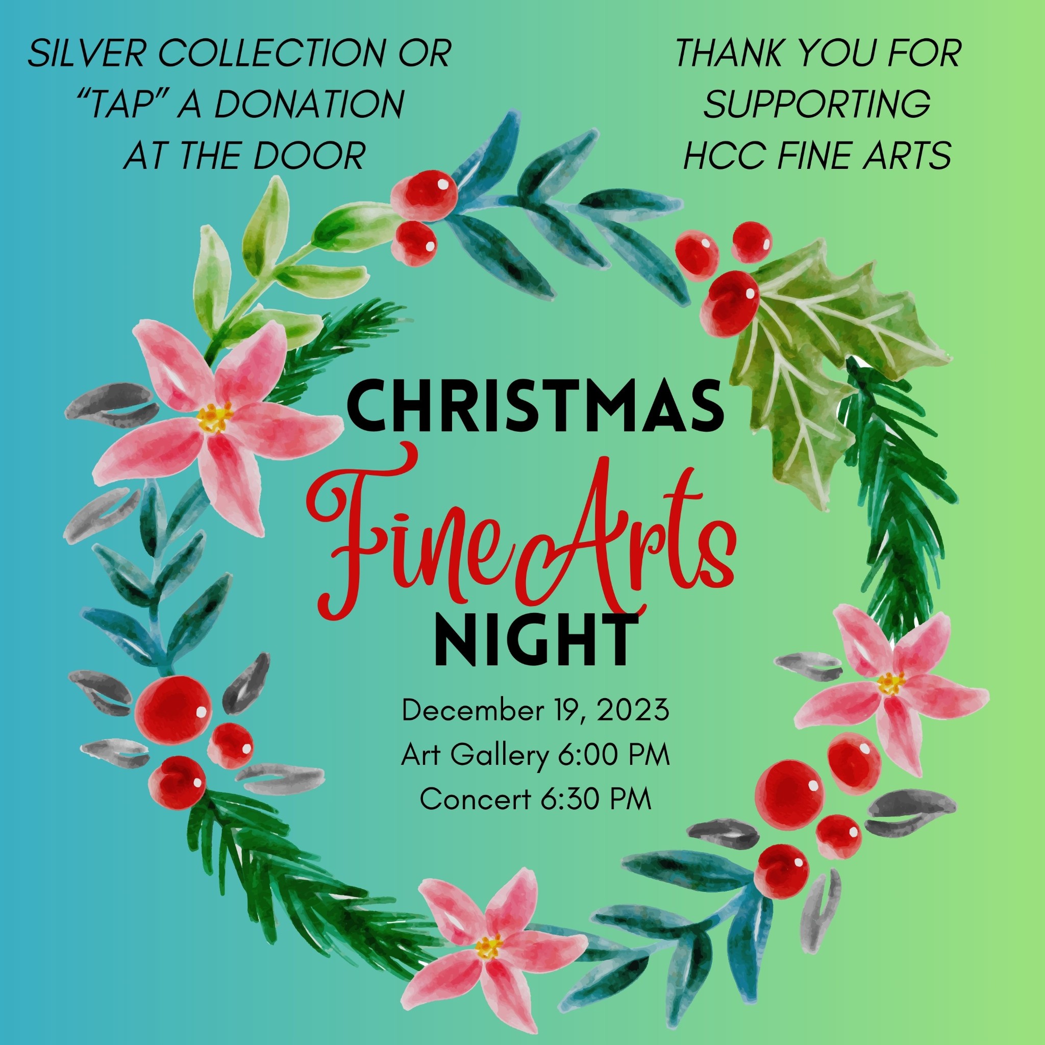 Christmas fine arts night for news Instagram Post 